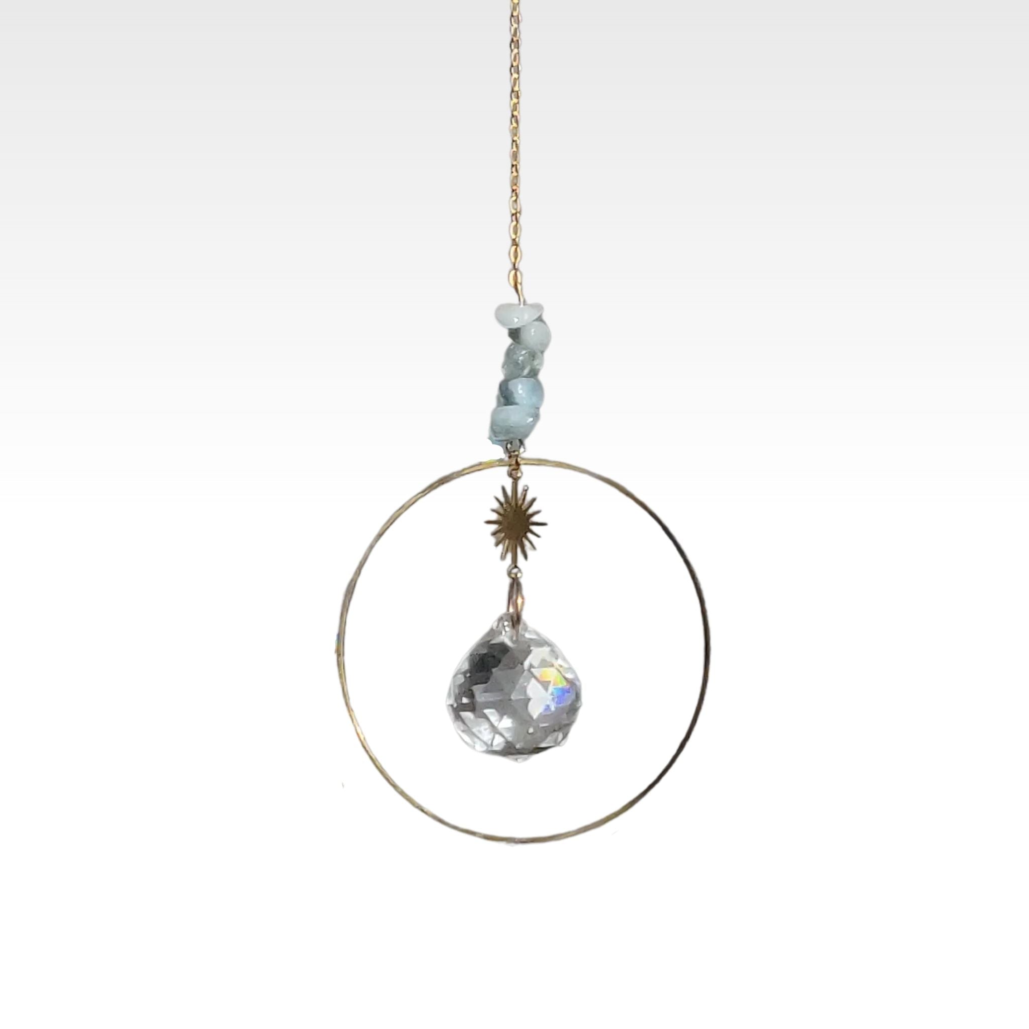 Atelier Intuitive - Attrape-soleil Luna avec pierres d'aigue marine