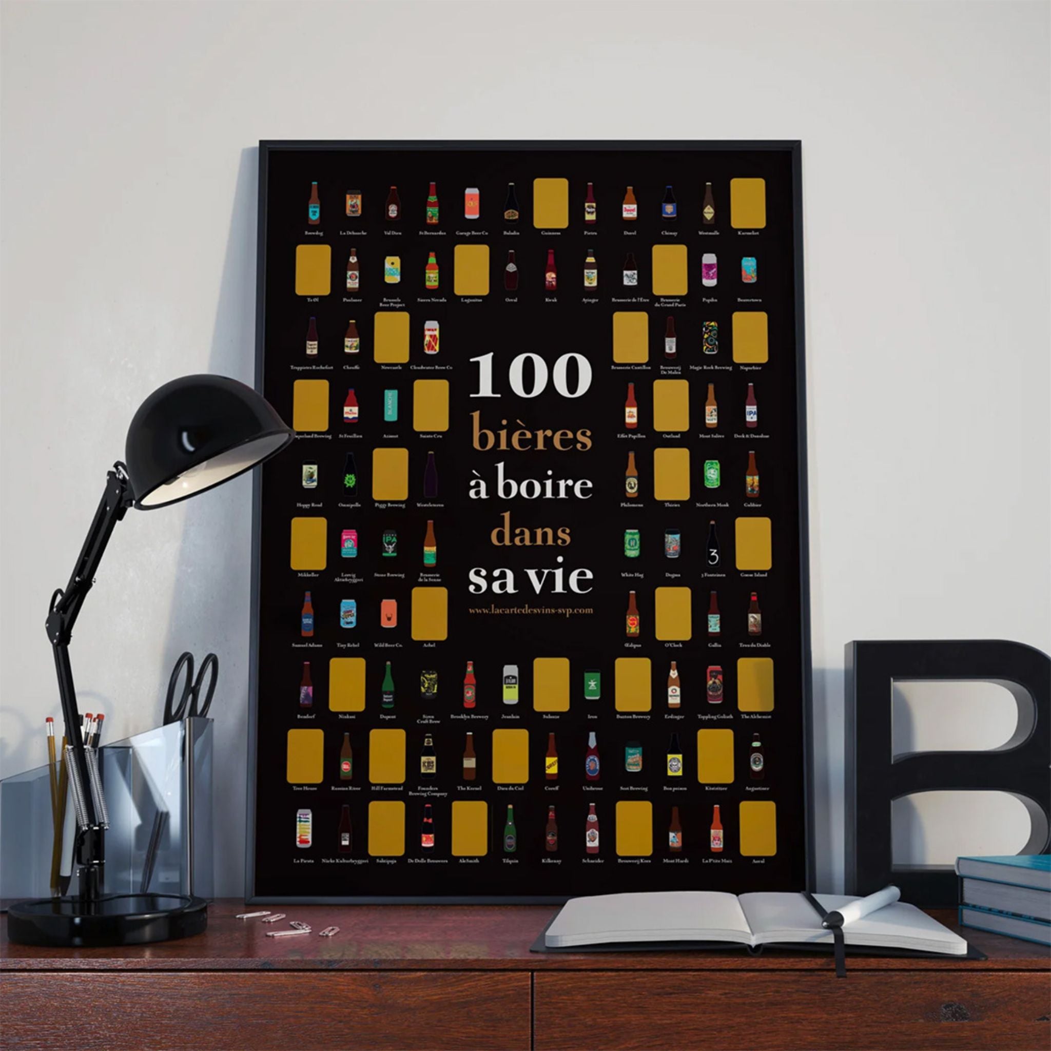 Affiche à gratter 100 bières à boire dans sa vie