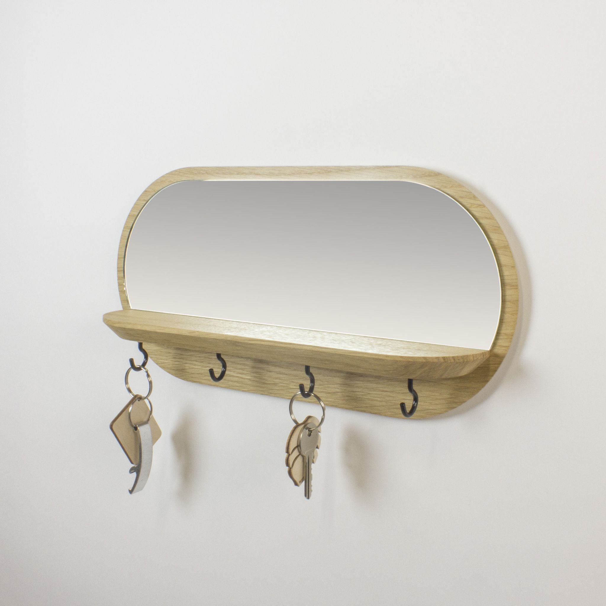 Miroir porte-clefs en bois
