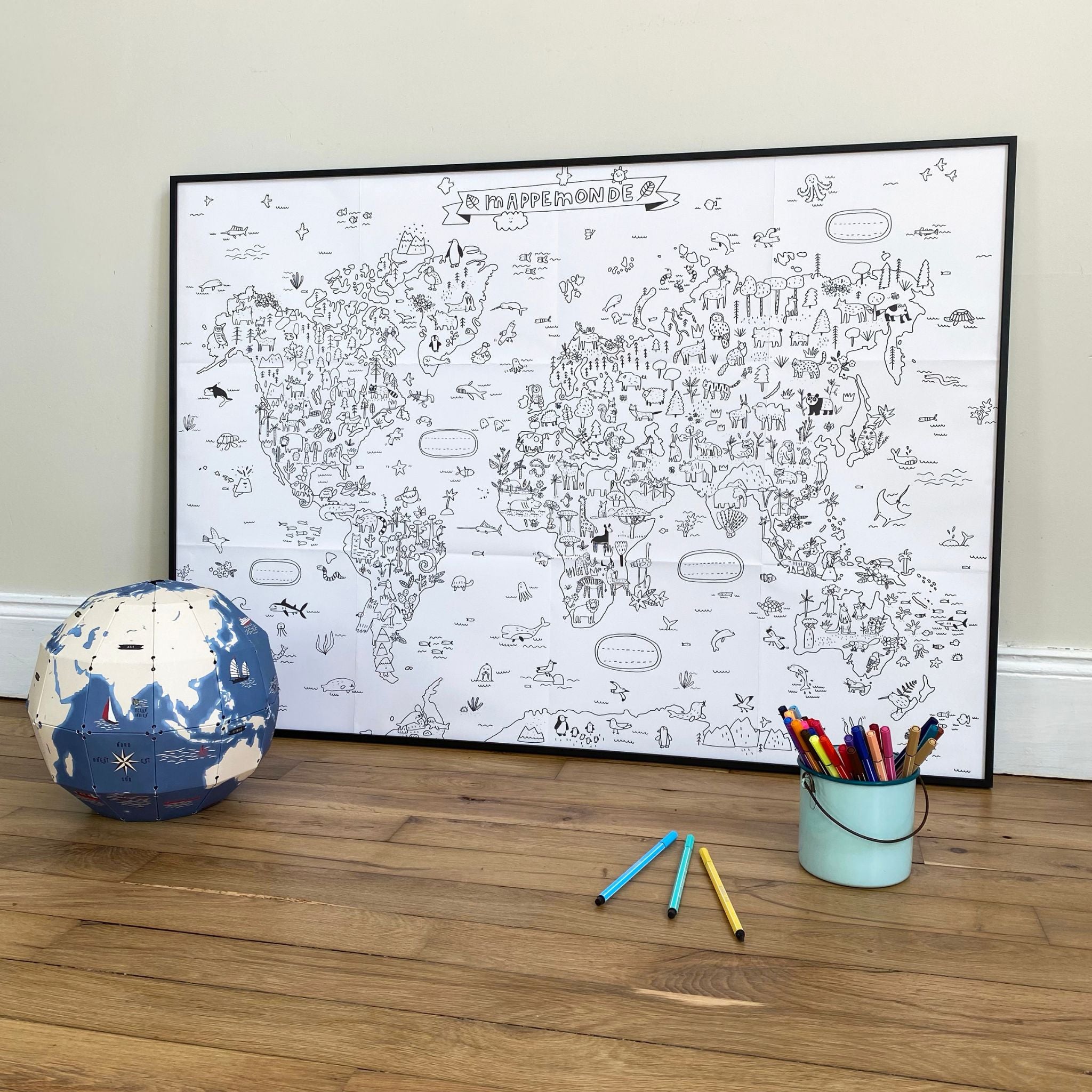 Poster géant mural carte du monde à colorier