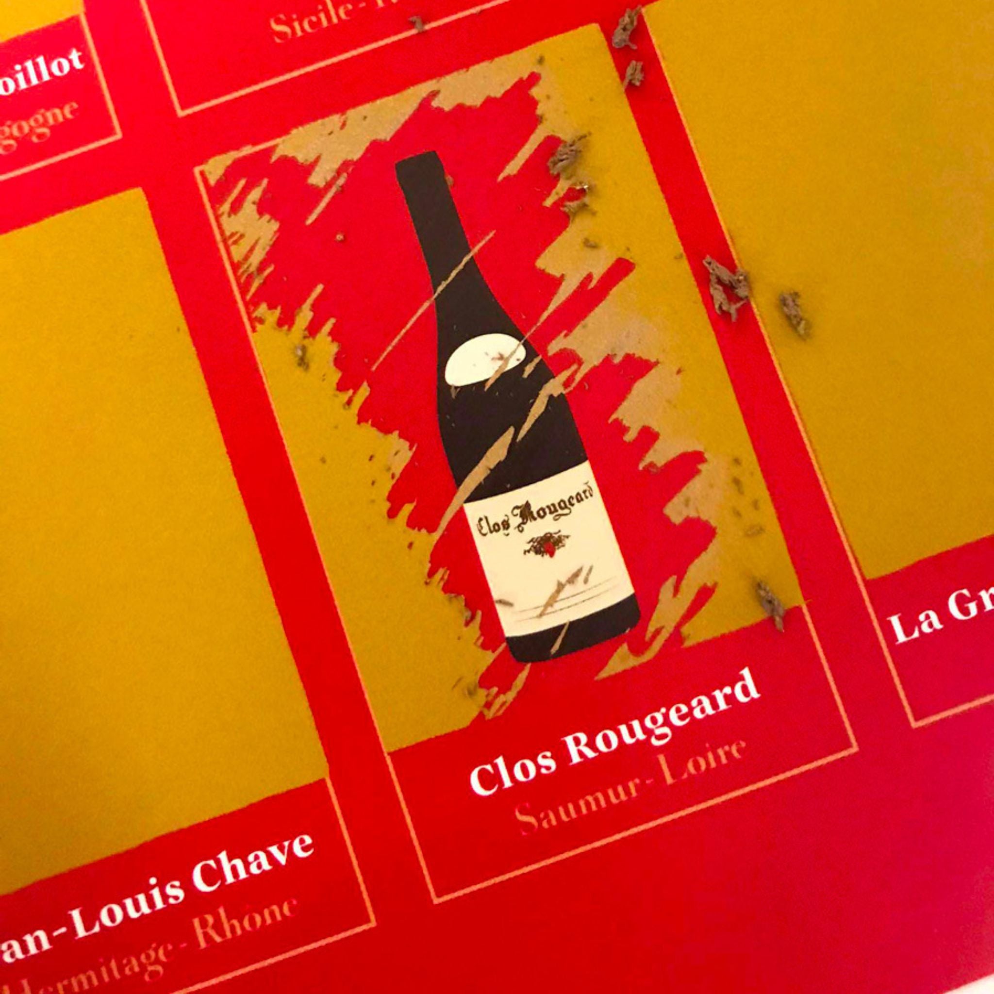 Vin rouge "Clos Rougeard" Saumur-Loire sur l'affiche "100 vins à boire dans sa vie"